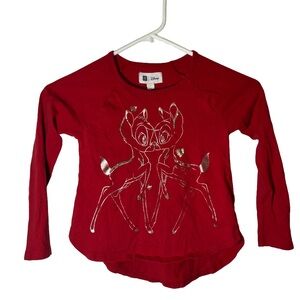 Disney Red Long Sleeve Kids Tee with Gold Design